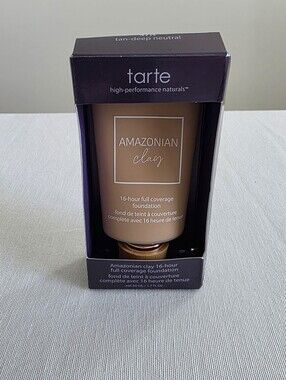 tarte Amazonian Clay Full Coverage Foundation in Tan-Deep Neutral 47N Box Damage